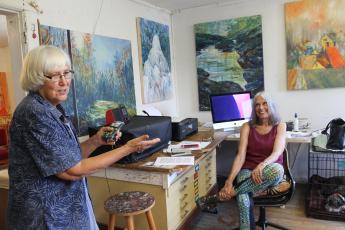 Artist Elizabeth Ellison got a visit from a friend as she was working in the studio one summer afternoon.