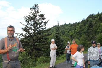 Adam Bigelow of Bigelow’s Botanical Excursions, led a group of 10 people on a wildflower hike at a higher-elevation spot on the Blue Ridge Parkway to see unique plants found at the vertical bog. 