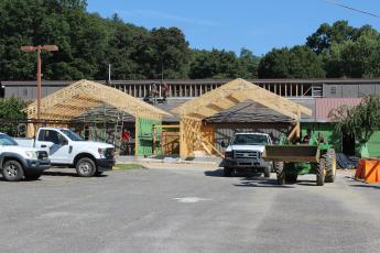 According to Swain County Manager Kevin King, work at the county recreation park pool building is moving along as planned, with tresses set this week. The upgraded space will include new bathrooms and locker rooms, two meeting rooms and even a commercial kitchen and concession stand. Plans are also in the works for a lazy river and huge water slide. 