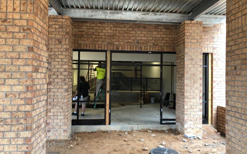 The new entrance to the school