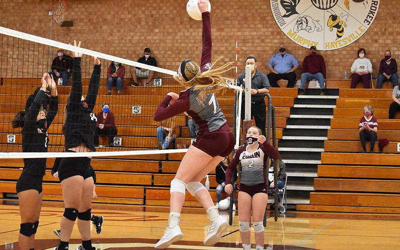 Lady Devil Jenna Marr has been a key player on the Lady Devils volleyball team during this shortened season. 