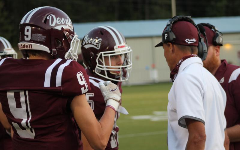 Maroon Devils coaches get real with players, with a strong message in the first half to keep their head in the game after Franklin scores two touchdowns in the first quarter. 