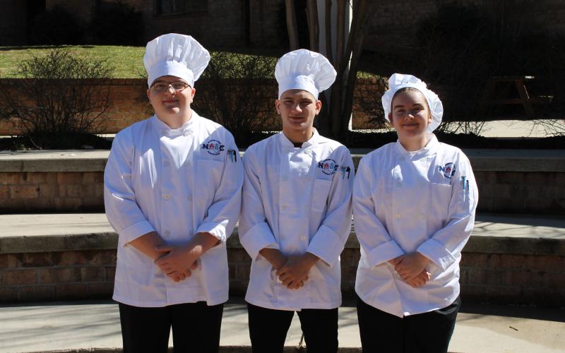 This year’s Swain High Junior Chef team members are seniors from left: Nate Crisp, Adam Cotterman and Hannah Brown.