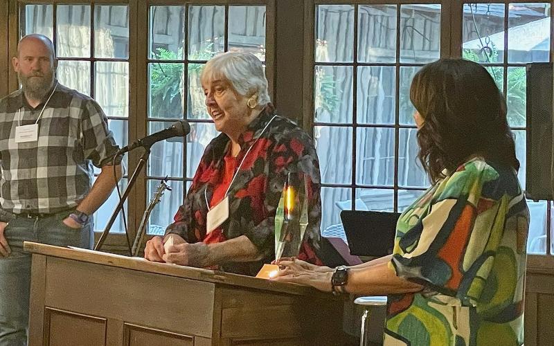 Jean Davis accepts the Duke Energy Service and Citizenship Award in memory of her husband Mack Davis