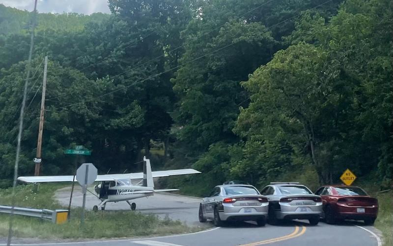 plane's engine failed and the pilot made an emergency landing on 74 near Sandlin Bridge in Swain County
