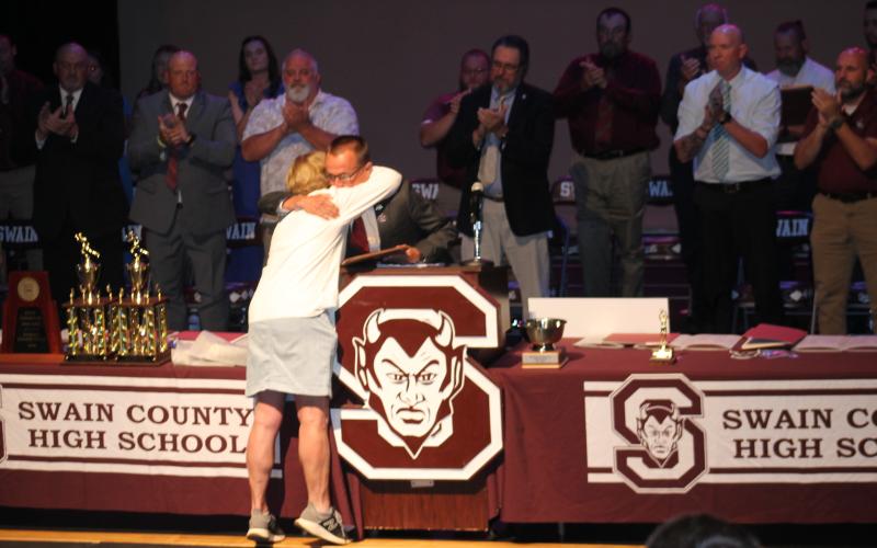Joanna McMahan was honored at the Swain County High Athletic Awards night on Tuesday, May 24 for her years spent photographing athletes on the field for the school’s social media.