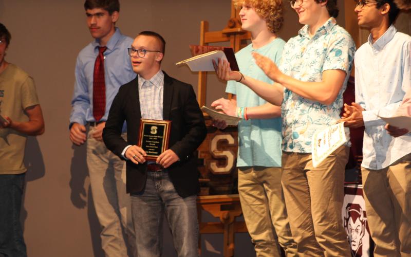 Josiah Bjerkness won a few awards for track and field at the Swain County Athletic Awards night on May 24.