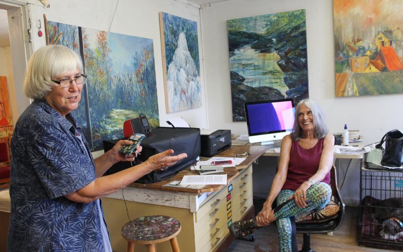 Artist Elizabeth Ellison got a visit from a friend as she was working in the studio one summer afternoon.