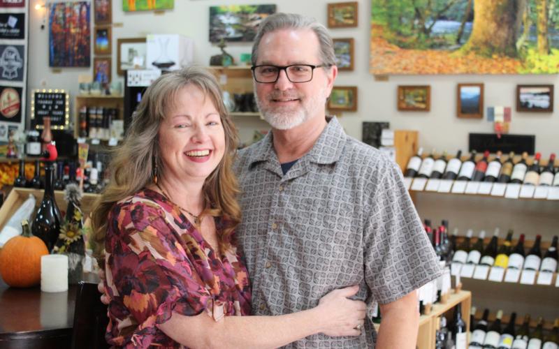 From left, Candy and Kirk Benton own and operate Bryson City Wine Market.